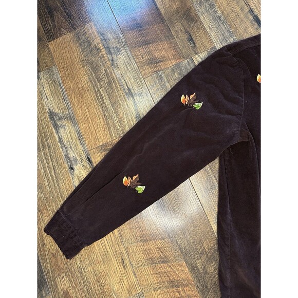 Quacker Factory Corduroy Embroidered Fall Leaves Button Up Top Women Size Medium - Picture 4 of 8